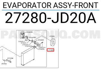 Nissan 27280JD20A EVAPORATOR ASSY-FRONT
