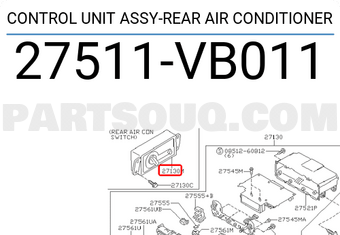 Nissan 27511VB011 CONTROL UNIT ASSY-REAR AIR CONDITIONER