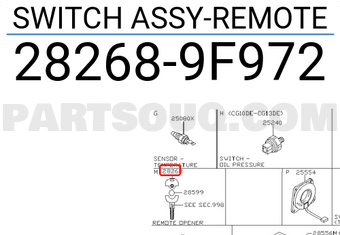 Nissan 282689F972 SWITCH ASSY-REMOTE