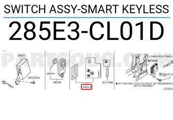 Nissan 285E3CL01D SWITCH ASSY-SMART KEYLESS