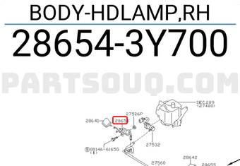 Nissan 286543Y700 BODY-HDLAMP,RH
