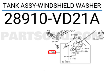 Nissan 28910VD21A TANK ASSY-WINDSHIELD WASHER