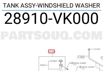 Nissan 28910VK000 TANK ASSY-WINDSHIELD WASHER