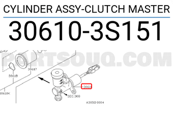 Nissan 306103S151 CYLINDER ASSY-CLUTCH MASTER