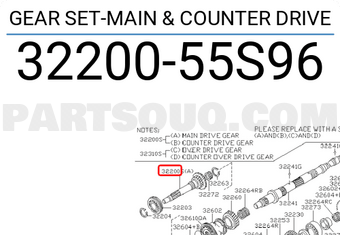 Nissan 3220055S96 GEAR SET-MAIN & COUNTER DRIVE
