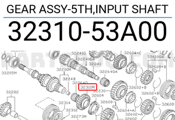 Nissan 3231053A00 GEAR ASSY-5TH,INPUT SHAFT
