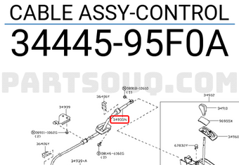 Nissan 3444595F0A CABLE ASSY-CONTROL