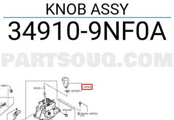 Nissan 349109NF0A KNOB ASSY