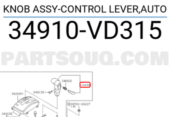Nissan 34910VD315 KNOB ASSY-CONTROL LEVER,AUTO