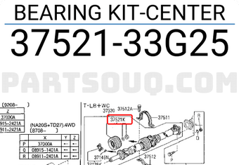 Nissan 3752133G25 BEARING KIT-CENTER