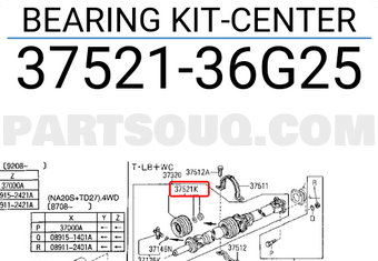 Nissan 3752136G25 BEARING KIT-CENTER