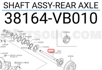 Nissan 38164VB010 SHAFT ASSY-REAR AXLE