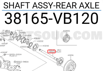 Nissan 38165VB120 SHAFT ASSY-REAR AXLE