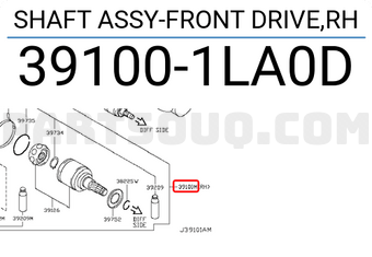 Nissan 391001LA0D SHAFT ASSY-FRONT DRIVE,RH