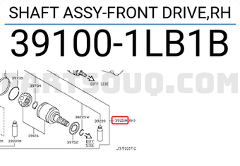 Nissan 391001LB1B SHAFT ASSY-FRONT DRIVE,RH