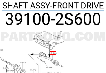 Nissan 391002S600 SHAFT ASSY-FRONT DRIVE