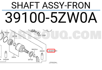 Nissan 391005ZW0A SHAFT ASSY-FRON