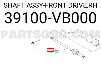 Nissan 39100VB000 SHAFT ASSY-FRONT DRIVE,RH