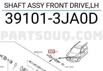 Nissan 391013JA0D SHAFT ASSY FRONT DRIVE,LH