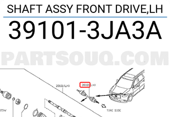 Nissan 391013JA3A SHAFT ASSY FRONT DRIVE,LH