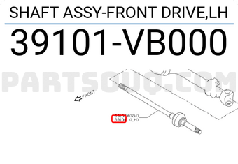 Nissan 39101VB000 SHAFT ASSY-FRONT DRIVE,LH