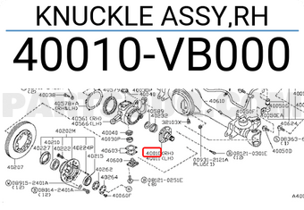Nissan 40010VB000 KNUCKLE ASSY,RH