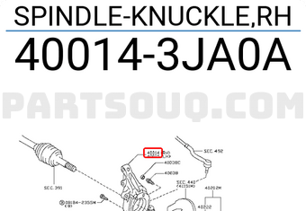 Nissan 400143JA0A SPINDLE-KNUCKLE,RH
