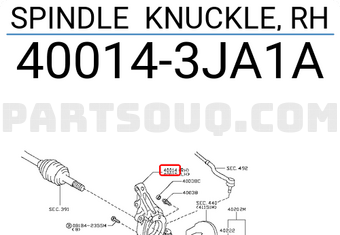 Nissan 400143JA1A SPINDLE KNUCKLE, RH