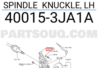 Nissan 400153JA1A SPINDLE KNUCKLE, LH