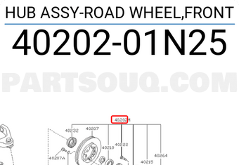 Nissan 4020201N25 HUB ASSY-ROAD WHEEL,FRONT