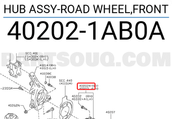 Nissan 402021AB0A HUB ASSY-ROAD WHEEL,FRONT