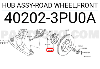 Nissan 402023PU0A HUB ASSY-ROAD WHEEL,FRONT