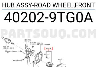 Nissan 402029TG0A HUB ASSY-ROAD WHEEL,FRONT