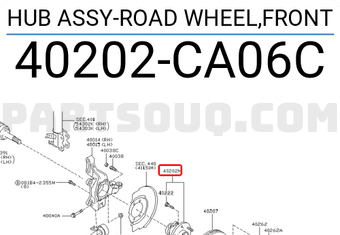 Nissan 40202CA06C HUB ASSY-ROAD WHEEL,FRONT