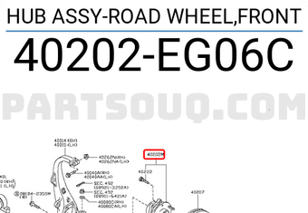 Nissan 40202EG06C HUB ASSY-ROAD WHEEL,FRONT