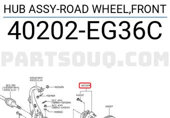 Nissan 40202EG36C HUB ASSY-ROAD WHEEL,FRONT