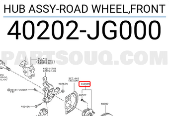 Nissan 40202JG000 HUB ASSY-ROAD WHEEL,FRONT