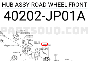 Nissan 40202JP01A HUB ASSY-ROAD WHEEL,FRONT