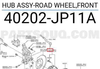 Nissan 40202JP11A HUB ASSY-ROAD WHEEL,FRONT