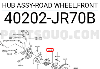 Nissan 40202JR70B HUB ASSY-ROAD WHEEL,FRONT