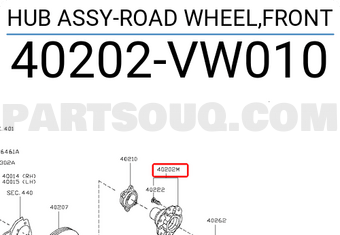 Nissan 40202VW010 HUB ASSY-ROAD WHEEL,FRONT