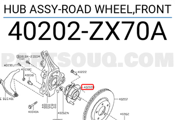 Nissan 40202ZX70A HUB ASSY-ROAD WHEEL,FRONT