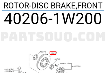 Nissan 402061W200 ROTOR-DISC BRAKE,FRONT