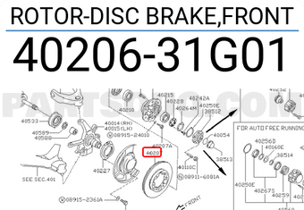 Nissan 4020631G01 ROTOR-DISC BRAKE,FRONT