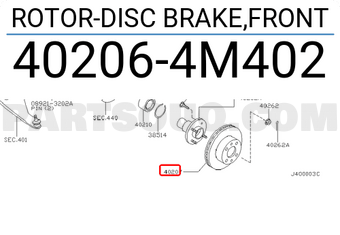 Nissan 402064M402 ROTOR-DISC BRAKE,FRONT