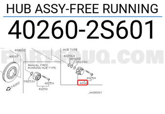 Nissan 402602S601 HUB ASSY-FREE RUNNING