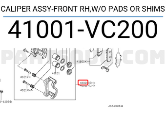 Nissan 41001VC200 CALIPER ASSY-FRONT RH,W/O PADS OR SHIMS