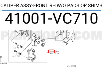 Nissan 41001VC710 CALIPER ASSY-FRONT RH,W/O PADS OR SHIMS