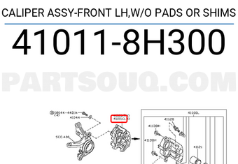 Nissan 410118H300 CALIPER ASSY-FRONT LH,W/O PADS OR SHIMS