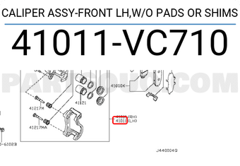 Nissan 41011VC710 CALIPER ASSY-FRONT LH,W/O PADS OR SHIMS